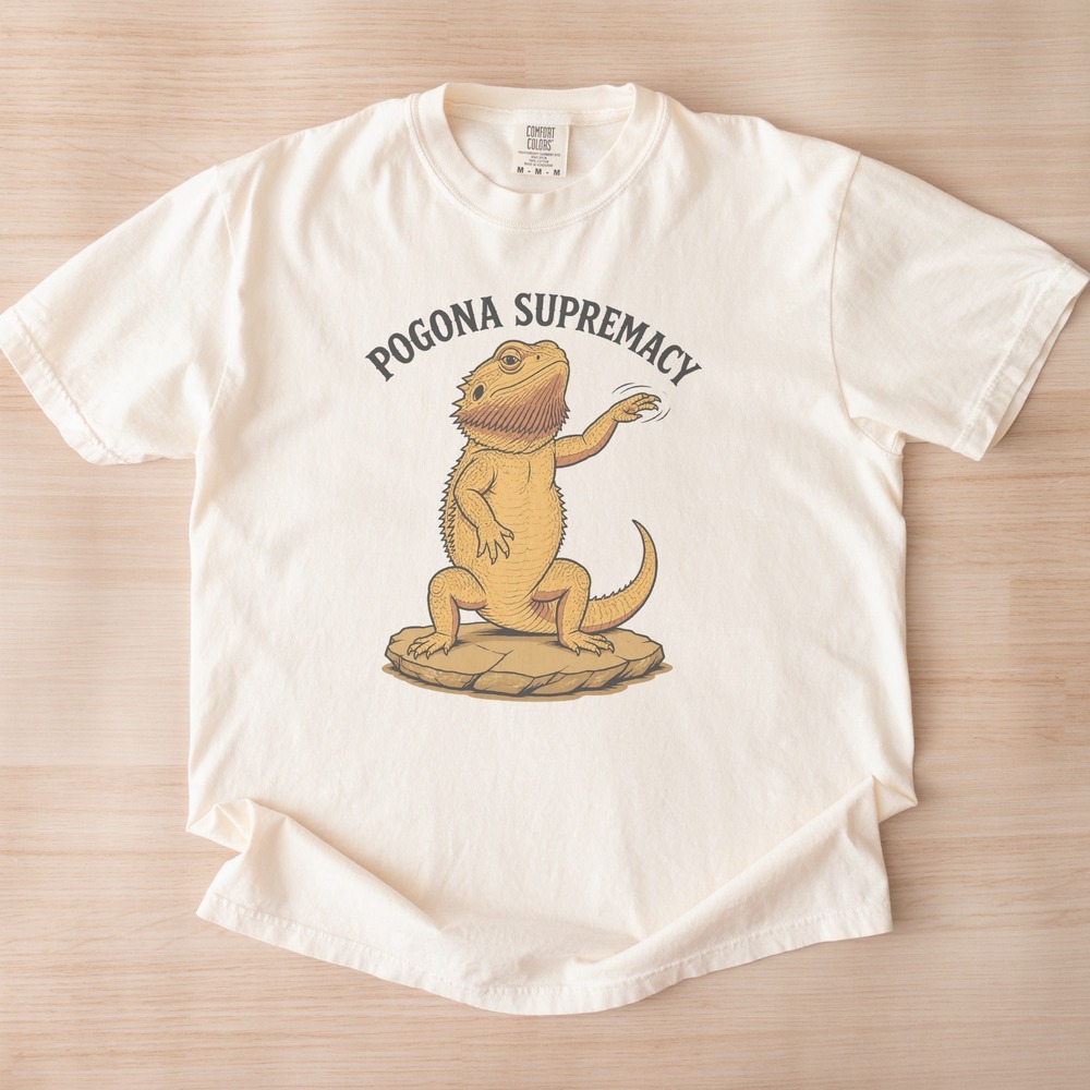 Pogona Supremacy Bearded Dragon Waving on Rock Tee